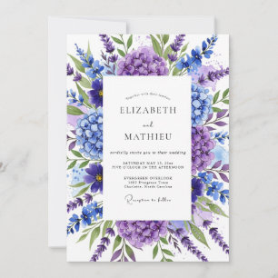 Lila opulente botanische Hochzeit Einladung