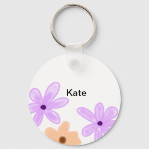 Lila orange abgeblümte Aquarellfarbe Name Text hin Schlüsselanhänger