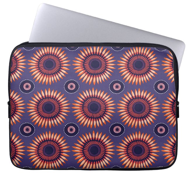 Lila Orange African Circular Shweshwe Laptopschutzhülle (Vorderseite)