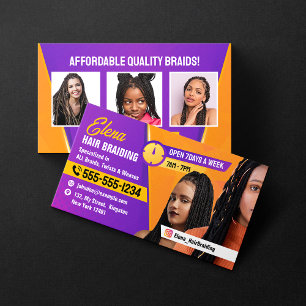 Lila & Orange Afrikanischer Haar-Flecht-Salon Schö Visitenkarte