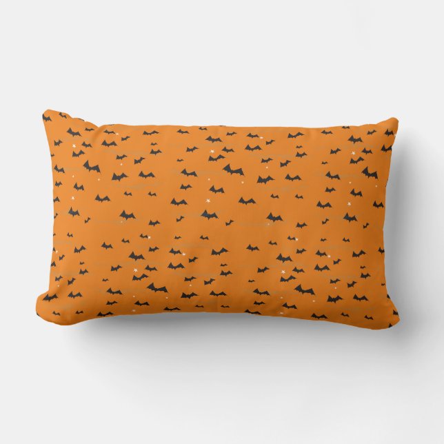 Lila Orange Bat Halloween Kissen (Vorderseite)