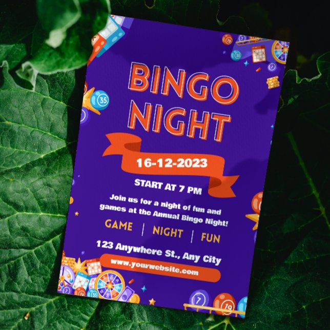 Lila & Orange Bingo Fun Night Invite Fundraiser Einladung (Von Creator hochgeladen)