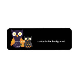 Lila/Orange/Blac Owls, anpassbarer Hintergrund