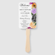 Lila Orange Black Blume Hochzeitsprogramm