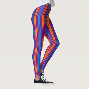 Lila Orange Blau Vertikale Streifen Design   Leggings