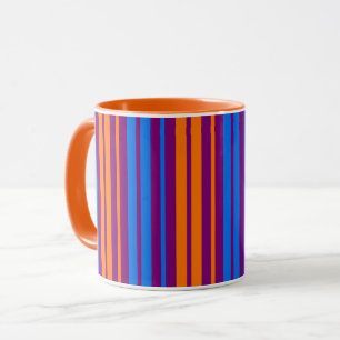 Lila Orange Blau Vertikale Streifen Design Tasse