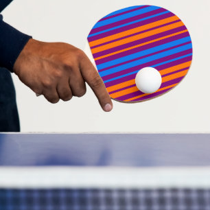 Lila Orange Blau Vertikale Streifen Design   Tischtennis Schläger