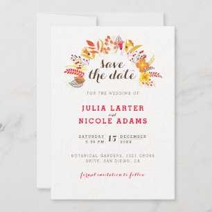 Lila Orange Boho Wildblumen-Hochzeit Save The Date