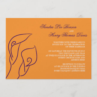 Lila & Orange Calla Lilies Hochzeit Einladung