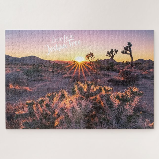 Lila Orange Cholla Cactus Joshua Tree Sunset Art Puzzle (Horizontal)