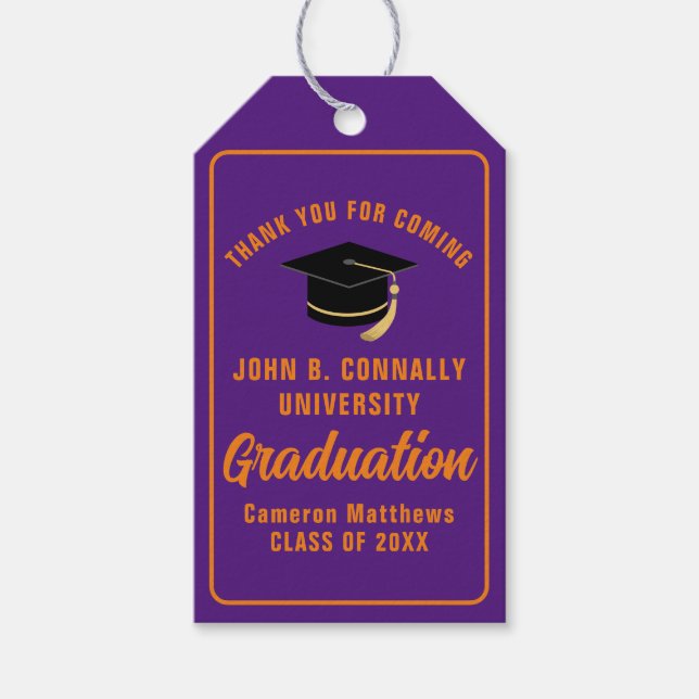 Lila Orange Custom 2024 Graduation Party Geschenkanhänger (Vorderseite)