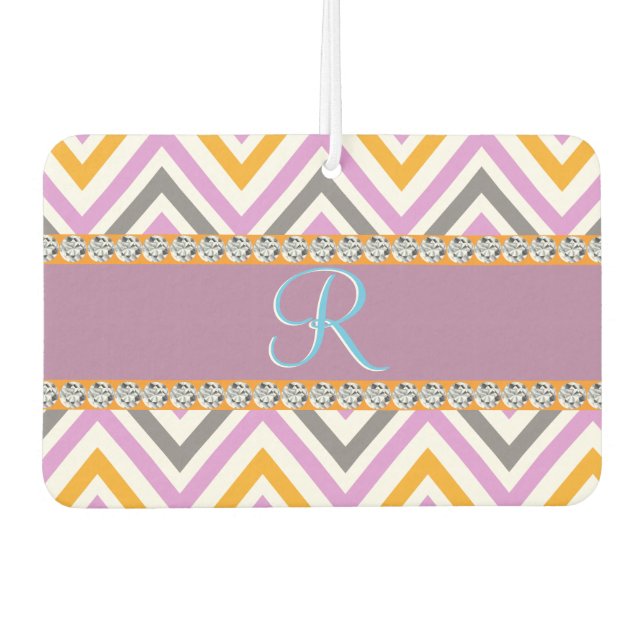 Lila Orange Diamond Zickzack Autolufterfrischer (Vorderseite)