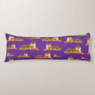 Lila Orange Dschungel Tiger Tier Muster Seitenschläferkissen
