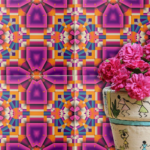Lila Orange Funky Cool Kaleidoscope Mosaik Fliese