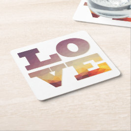 Lila/orange/gelbe Liebe Rechteckiger Pappuntersetzer