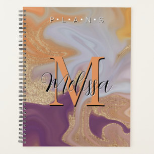 Lila Orange Gold Monogram Abstrakt Plane Planer