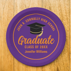 Lila Orange Graduate Custom Graduate Party Pappteller