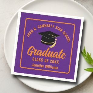 Lila Orange Graduate Custom Graduate Party Serviette