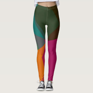 Lila Orange Green Modern Geometric Muster Leggings