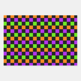 LILA ORANGE GREEN YELLOW HALLOWEEN PATTER GESCHENKPAPIER SET