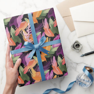 Lila Orange Grün Gelb Abstrakter Geburtstag Geschenkpapier