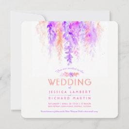 Lila orange  Hochzeitsfeier mit Wasserfarbe Einladung