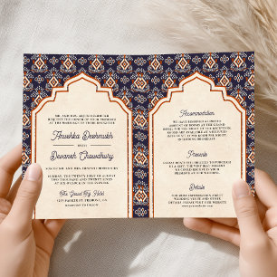 Lila Orange Ikat Alles in Einem Indischen Hochzeit Einladung
