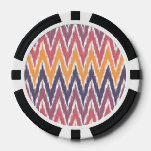 Lila Orange Ikat Zickzack Zig Zag Streifen Muster Pokerchips