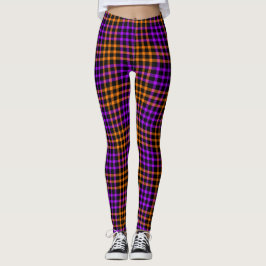 Lila Orange Karo Gitter Nahtloses Muster Leggings