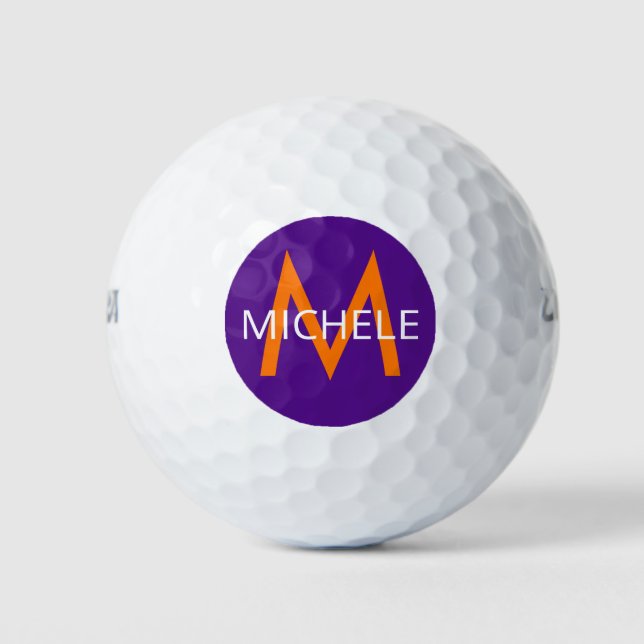 Lila Orange kreieren Sie Ihr eigenes Mit Monogramm Golfball (Vorderseite)