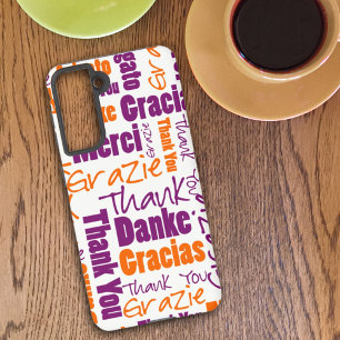 Lila Orange Mehrsprachige Typografie Danke Samsung Galaxy Hülle