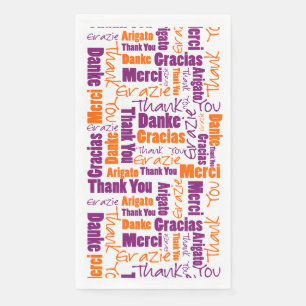 Lila Orange Multilingual Vielen Dank Typografie Serviette