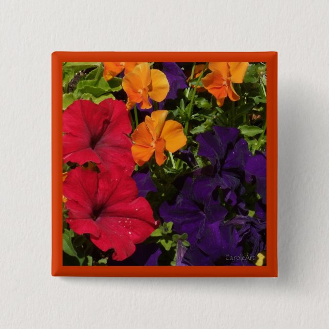 Lila orange Petunien Button (Vorderseite)