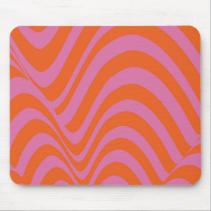 Lila Orange Retro Flüssig Groovy Streifenmuster Mousepad