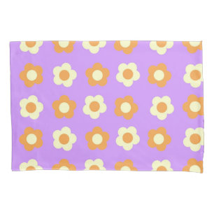 Lila Orange Retro Y2K Playful Pastel Blossom Kissenbezug