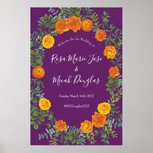 Lila Orange Rose Hochzeit Frühjahr Poster
