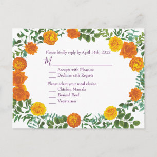 Lila Orange Rose Hochzeit Frühjahr Postkarte