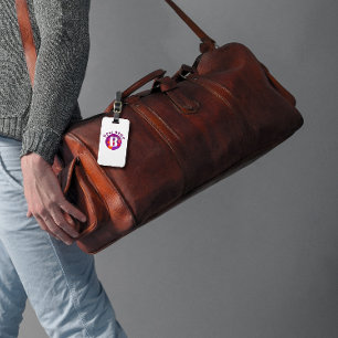 Lila Orange Rot klassisches elegantes Monogramm Gepäckanhänger