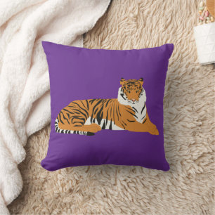 Lila Orange Safari Tiger Tier Kissen
