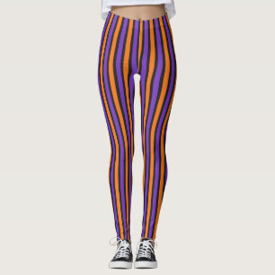 Lila orange schwarze gestreifte Halloween-Leggings Leggings