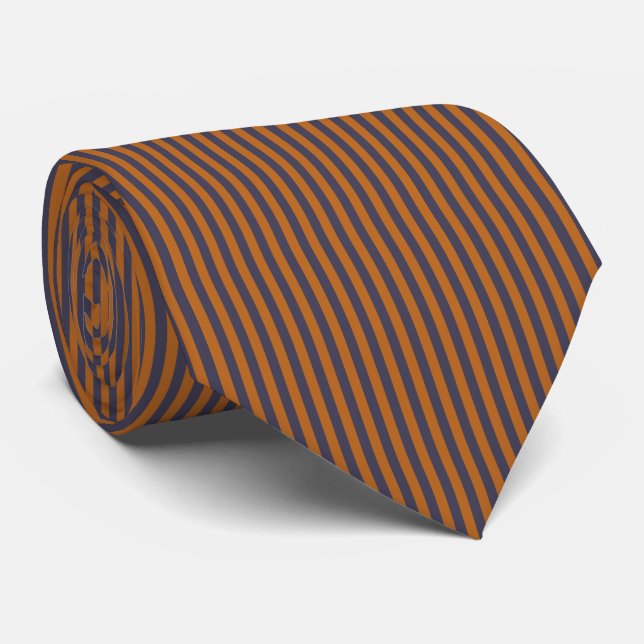 Lila Orange Streifenmuster Krawatte (Gerollt)