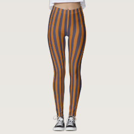 Lila Orange Streifenmuster Leggings