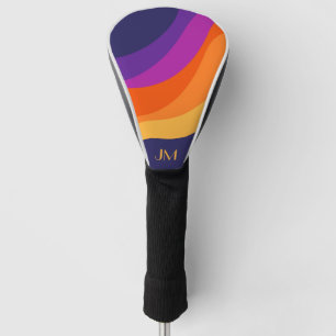 Lila orange und gelbe Retrodiagonale Golf Headcover