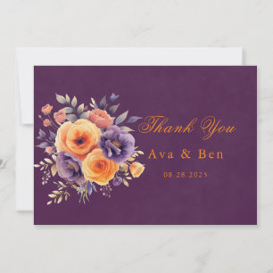 Lila-orange Vintage-LKW-Hochzeit-Dankeskarten Einladung