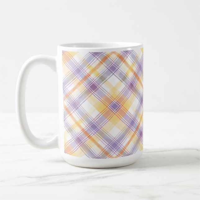 LILA ORANGE WEIß OSTERN KARO MUSTER KAFFEETASSE (Links)