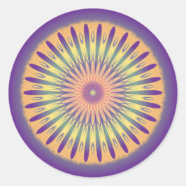 Lila Orange Yellow Psychedelic Mandala Runder Aufkleber