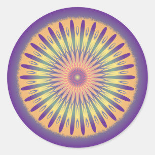 Lila Orange Yellow Psychedelic Mandala Runder Aufkleber