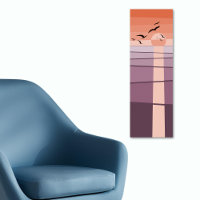 Lila Orangefarbene Seevögel bei Sonnenuntergang Ku