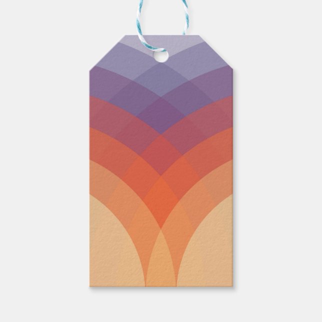 Lila, orangefarbene und blaue pastellfarbene Bögen Geschenkanhänger (Vorderseite)