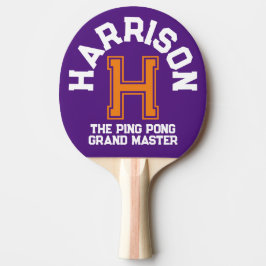 Lila orangefarbener Name und Slogan Tischtennis Schläger
